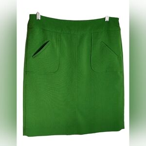 Banana Republic Mini Skirt Green Women's Sz 6 Lined Rayon/Polyester Zip Side G-3